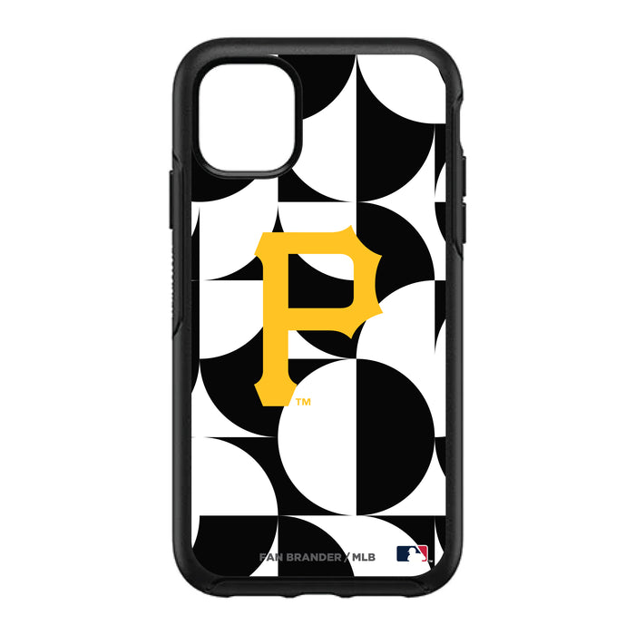 OtterBox Black Phone case with Pittsburgh Pirates Primary Logo on Geometric Circle Background
