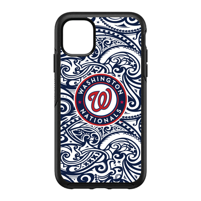 OtterBox Black Phone case with Washington Nationals Primary Logo With Team Color Tribal Background