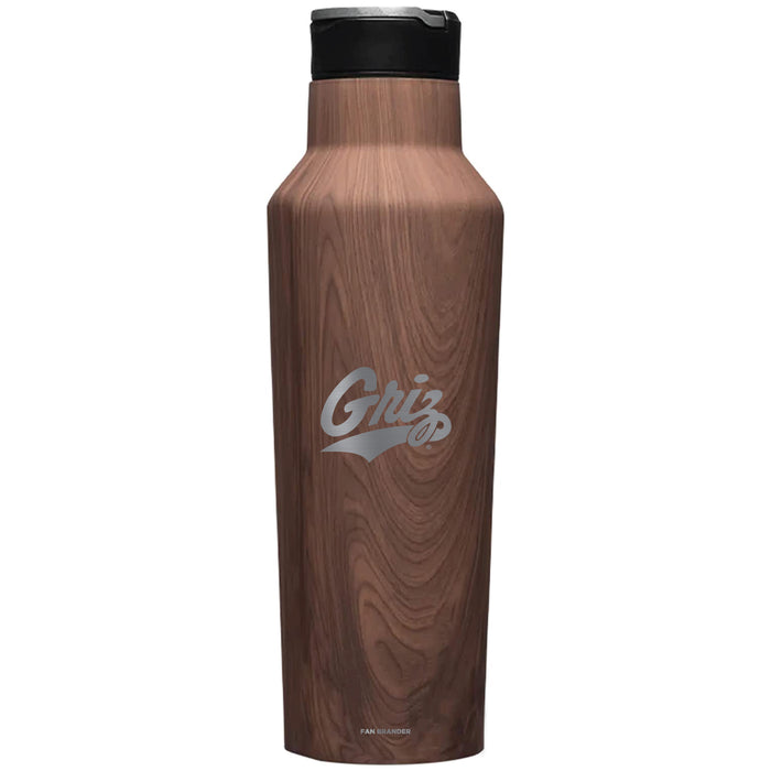 Corkcicle Insulated Canteen Water Bottle with Montana Grizzlies Etched Primary Logo
