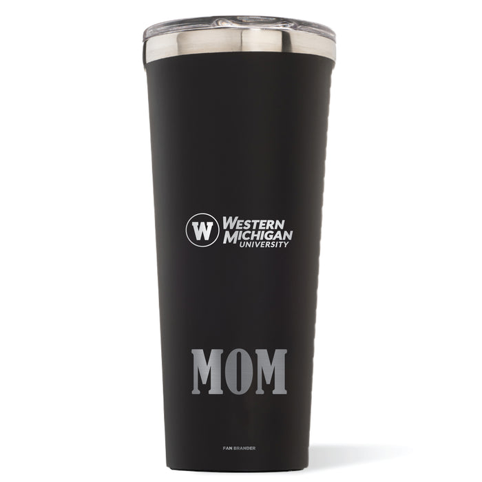 Triple Insulated Corkcicle Tumbler with Western Michigan Broncos Etched Mom with Primary Logo