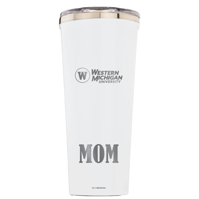 Triple Insulated Corkcicle Tumbler with Western Michigan Broncos Etched Mom with Primary Logo