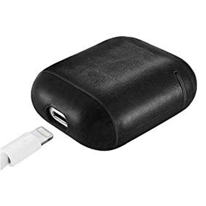 Fan Brander Black Leatherette Apple AirPod case with New Hampshire Wildcats Primary Logo
