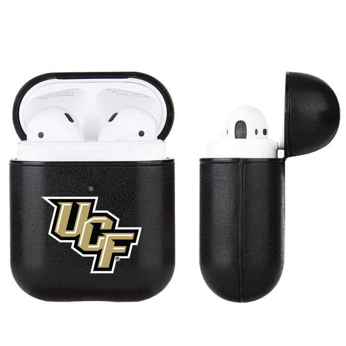 Fan Brander Black Leatherette Apple AirPod case with UCF Knights Primary Logo