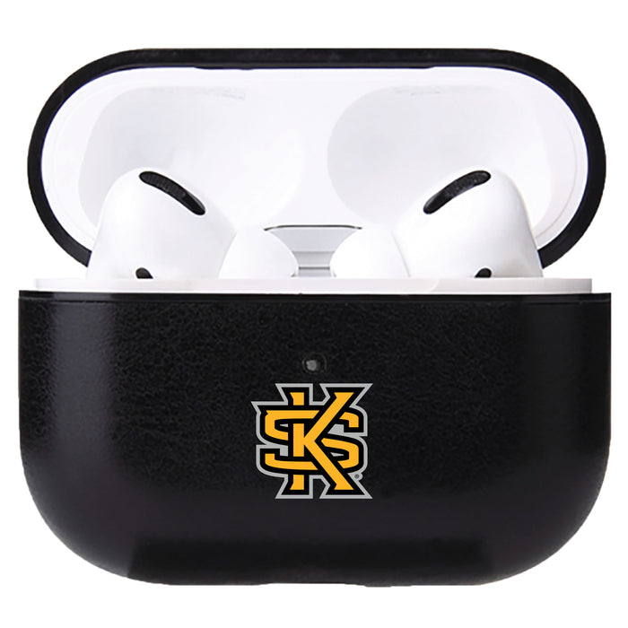 Fan Brander Black Leatherette Apple AirPod case with Kennesaw State Owls Primary Logo