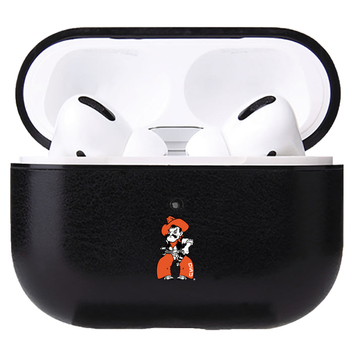 Fan Brander Black Leatherette Apple AirPod case with Oklahoma State Cowboys Secondary Logo
