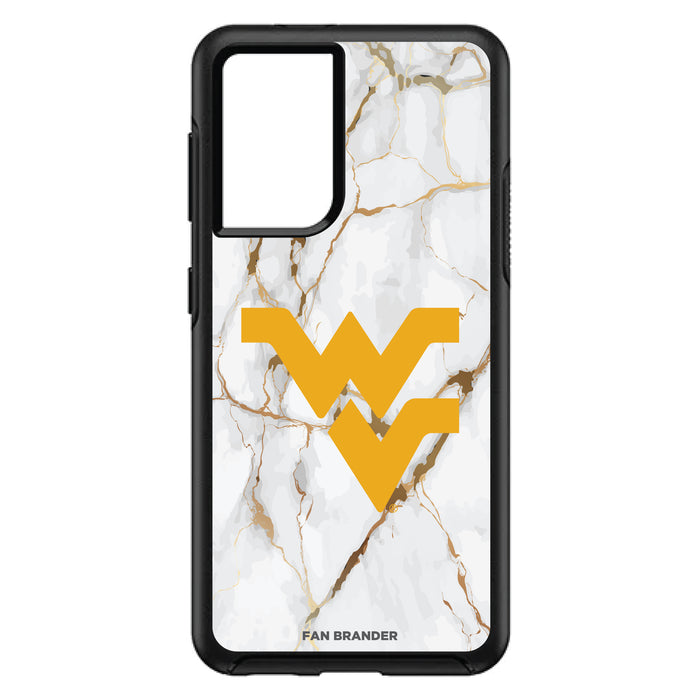 OtterBox Black Phone case with West Virginia Mountaineers Tide White Marble Background