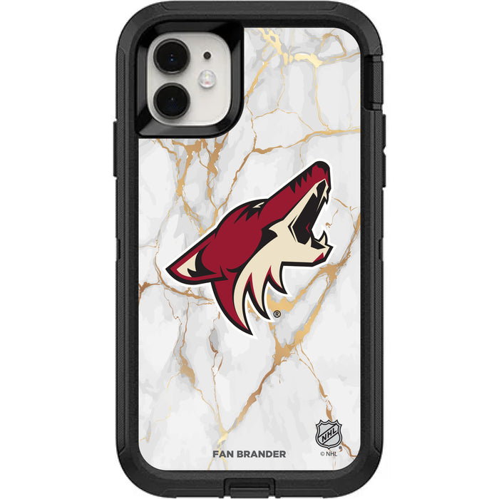 OtterBox Black Phone case with Arizona Coyotes White Marble design