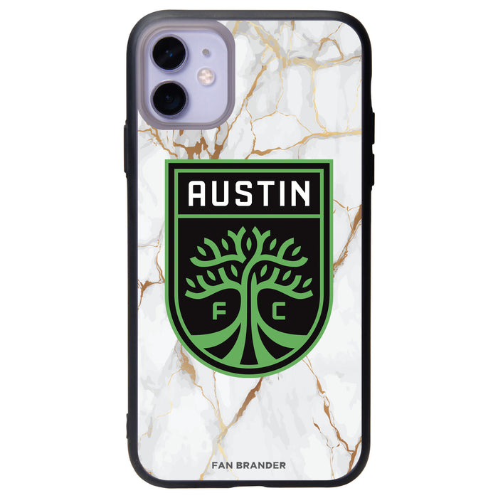 Fan Brander Slate series Phone case with Austin FC White Marble Background