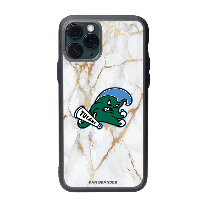 Fan Brander Slate series Phone case with Tulane Green Wave White Marble Design