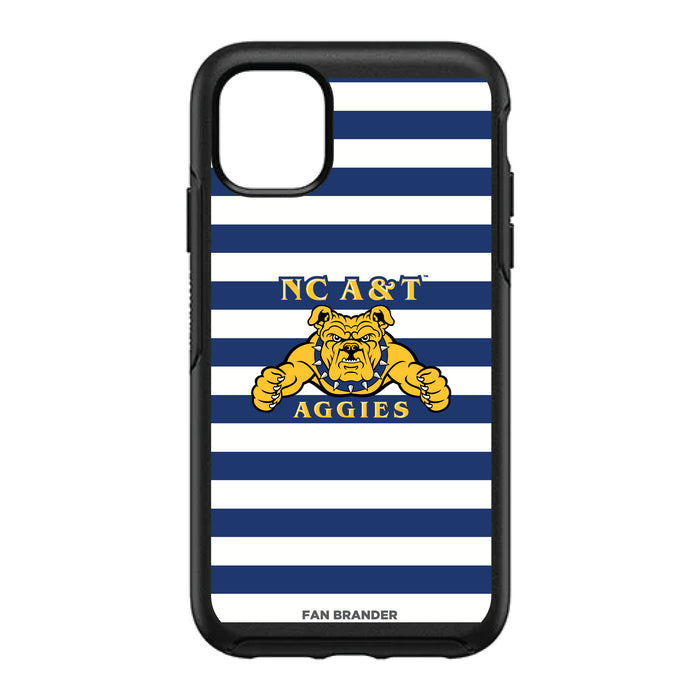 OtterBox Black Phone case with North Carolina A&T Aggies Primary Logo and Striped Design