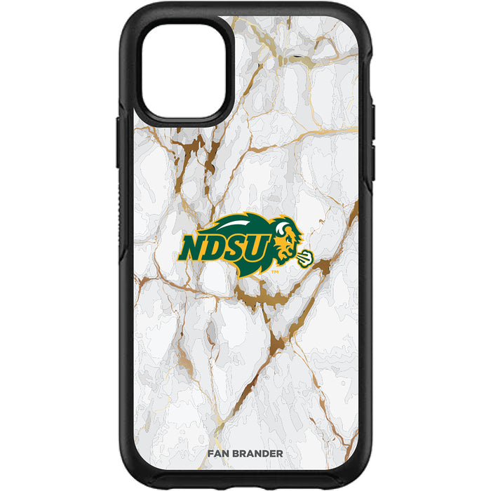 OtterBox Black Phone case with North Dakota State Bison Tide White Marble Background