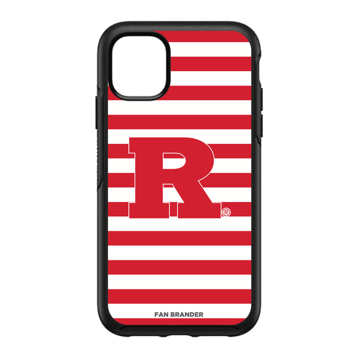 OtterBox Black Phone case with Rutgers Scarlet Knights Primary Logo and Striped Design