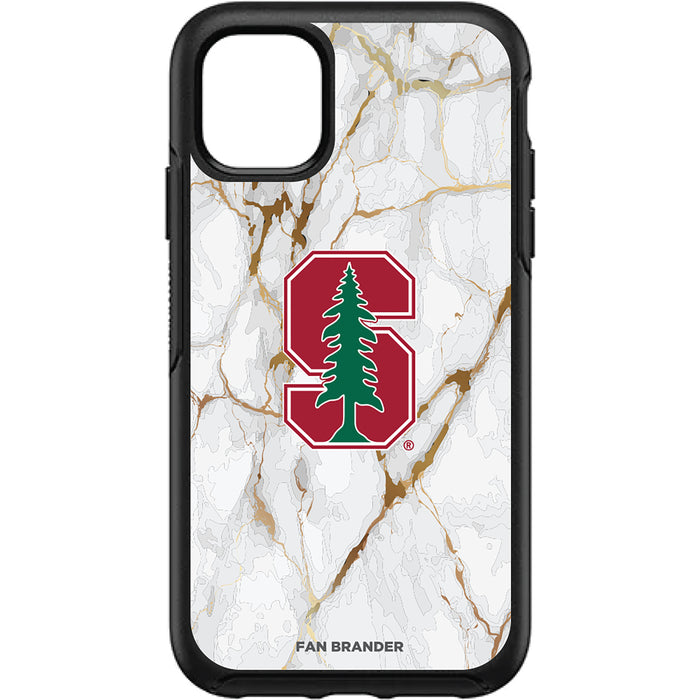 OtterBox Black Phone case with Stanford Cardinal Tide White Marble Background