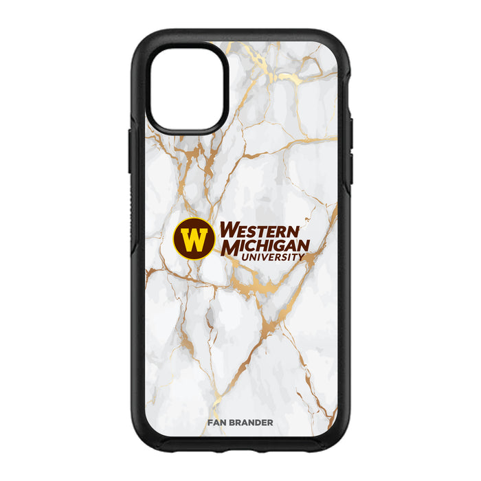OtterBox Black Phone case with Western Michigan Broncos White Marble Background