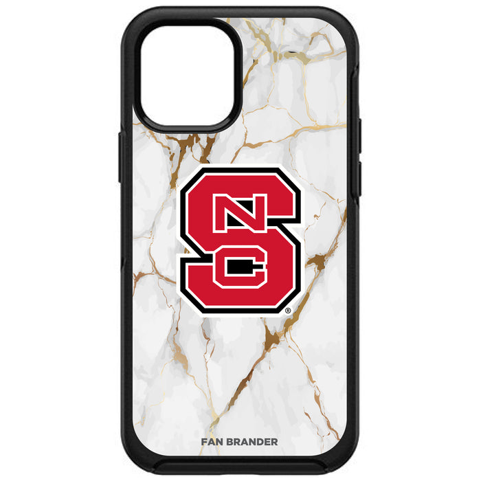 OtterBox Black Phone case with NC State Wolfpack Tide White Marble Background