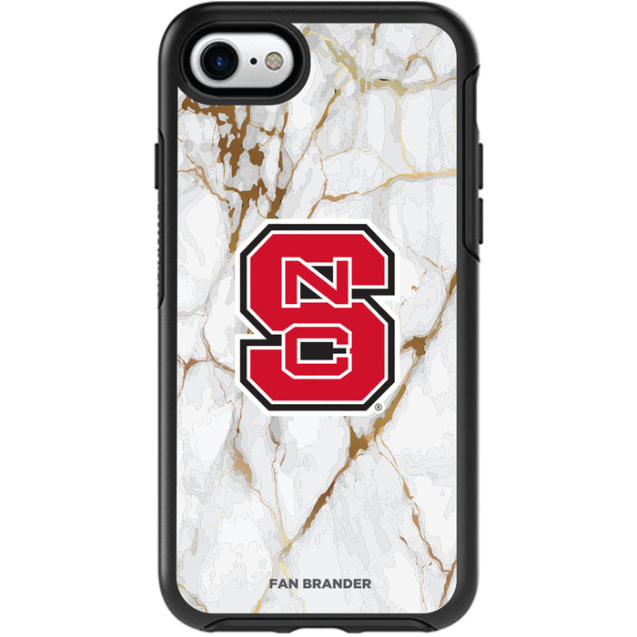 OtterBox Black Phone case with NC State Wolfpack Tide White Marble Background