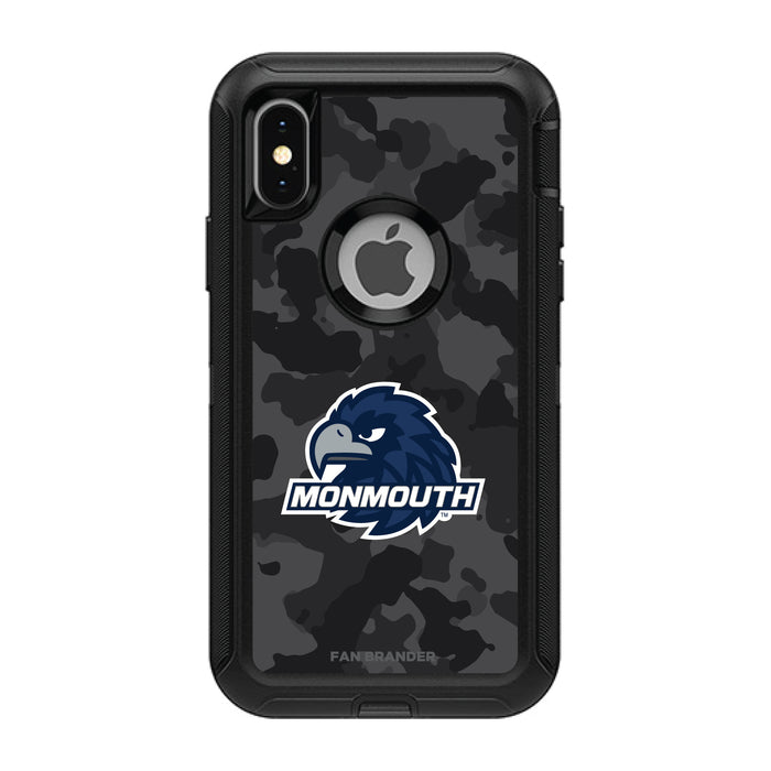OtterBox Black Phone case with Monmouth Hawks Urban Camo Background