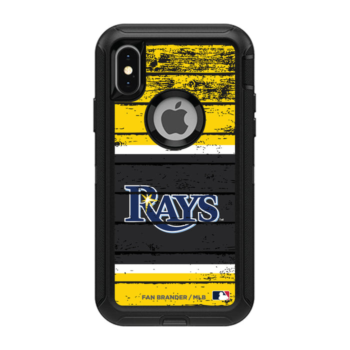 OtterBox Black Phone case with Tampa Bay Rays Primary Logo on Wood Design