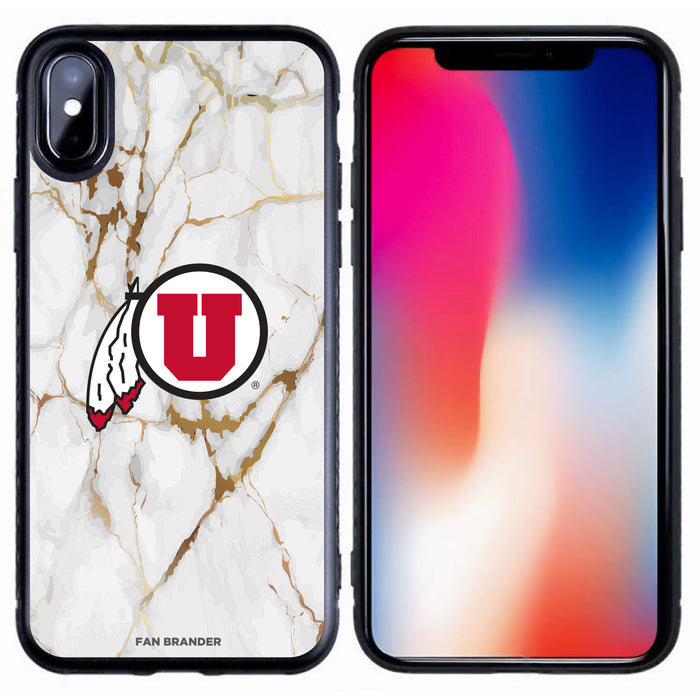 Fan Brander Black Slim Phone case with Utah Utes White Marble design