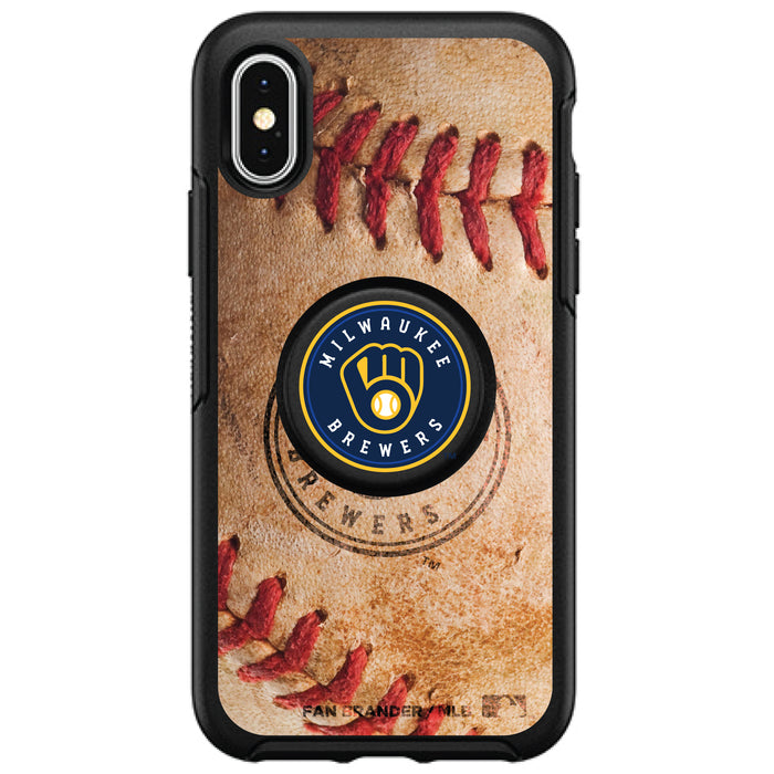 OtterBox Otter + Pop symmetry Phone case with Milwaukee Brewers Primary Logo with Baseball Design