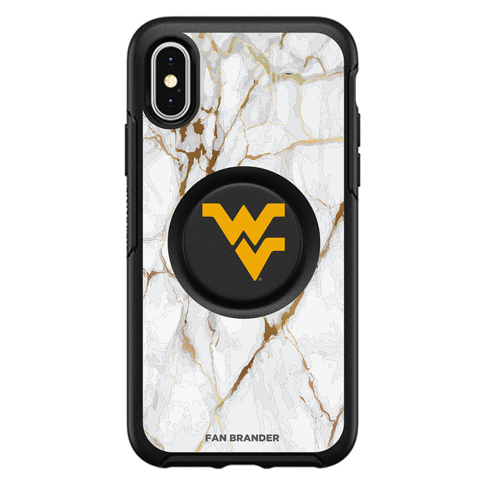 OtterBox Otter + Pop symmetry Phone case with West Virginia Mountaineers White Marble Background