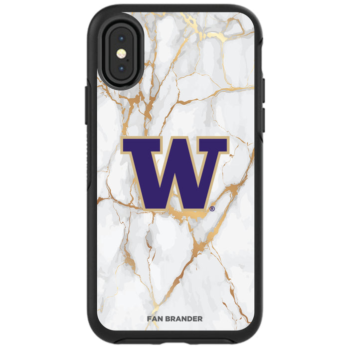 OtterBox Black Phone case with Washington Huskies White Marble Background