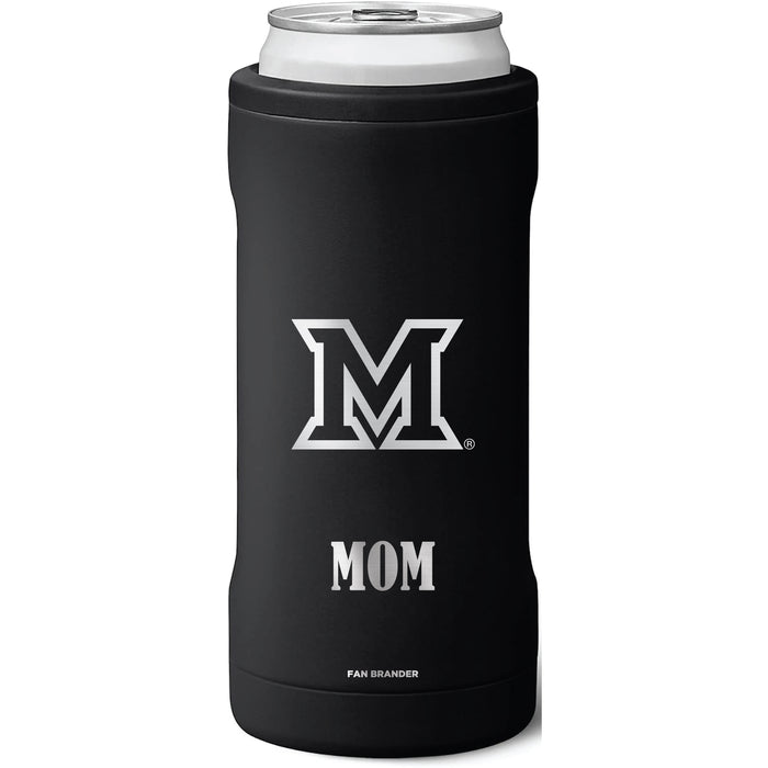 BruMate Slim Insulated Can Cooler with Miami University RedHawks Mom Primary Logo