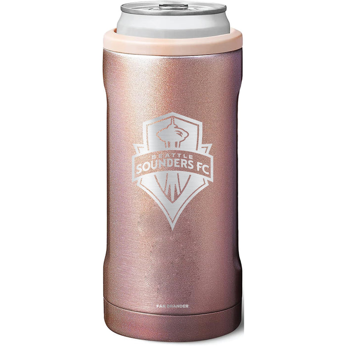 BruMate Slim Insulated Can Cooler with Seatle Sounders Primary Logo