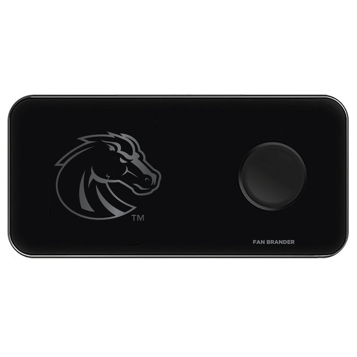 Fan Brander 3 in 1 Glass Wireless Charger with Boise State Broncos laser etched Primary Logo