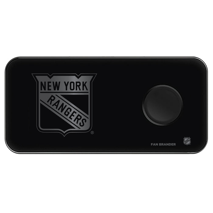 Fan Brander 3 in 1 Glass Wireless Charger with New York Rangers laser etched Primary Logo