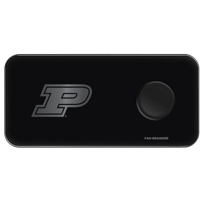 Fan Brander 3 in 1 Glass Wireless Charger with Purdue Boilermakers laser etched Primary Logo