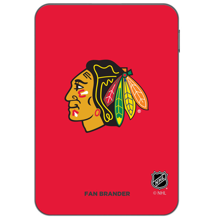 Otterbox Power Bank with Chicago Blackhawks Primary Logo on team color background