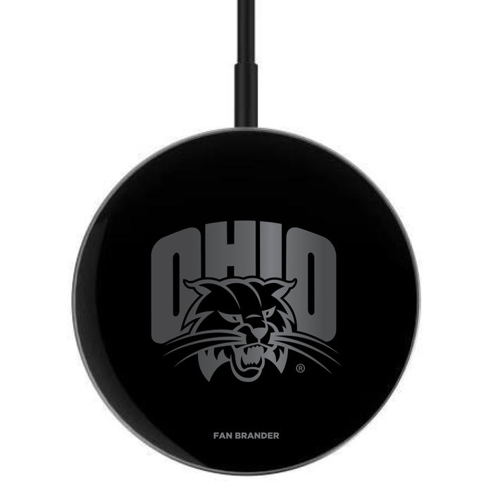 MagSafe Compatible Wireless Charger with Ohio University Bobcats laser etched Primary Logo
