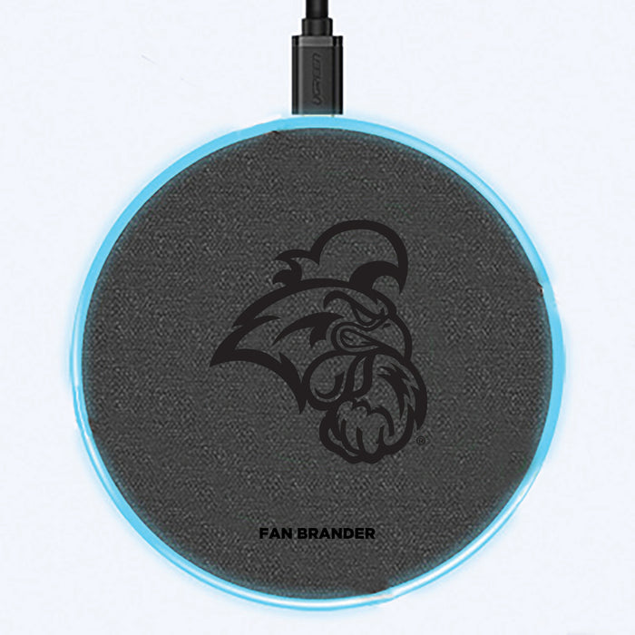 Fan Brander Grey 15W Wireless Charger with Coastal Carolina Univ Chanticleers laser etched Primary Logo