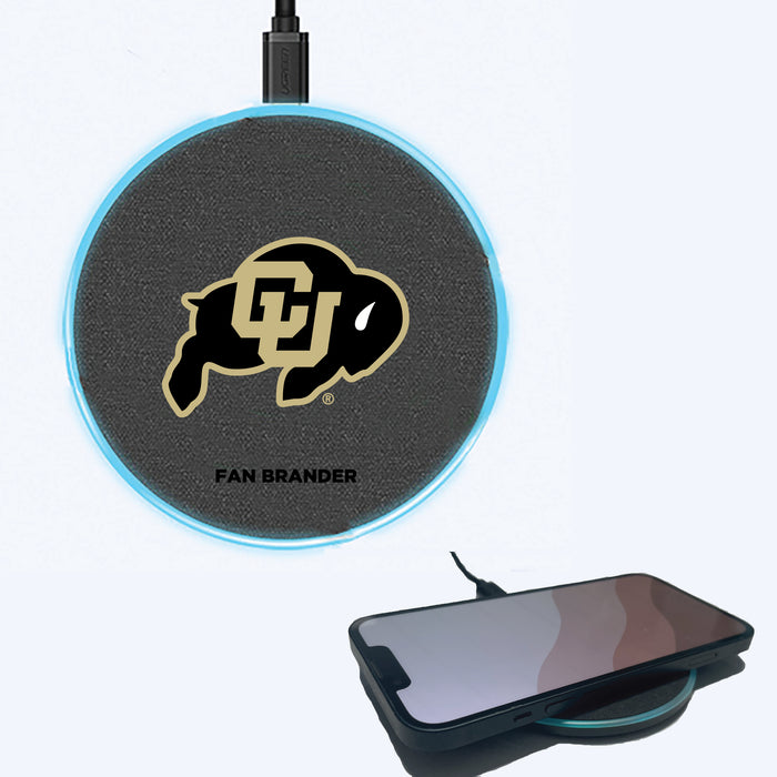 Fan Brander Grey 15W Wireless Charger with Colorado Buffaloes Primary Logo