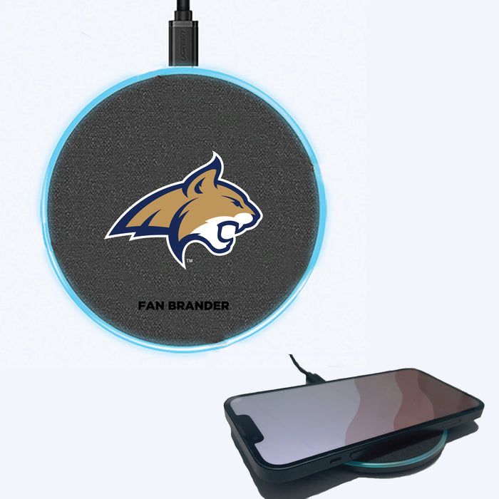 Fan Brander Grey 15W Wireless Charger with Montana State Bobcats Primary Logo