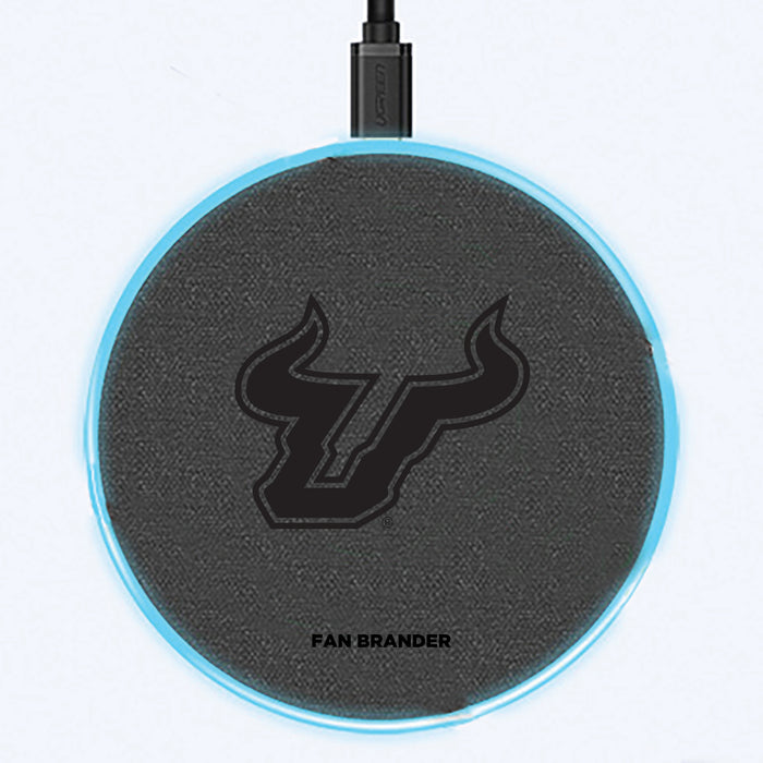 Fan Brander Grey 15W Wireless Charger with South Florida Bulls laser etched Primary Logo