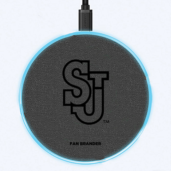 Fan Brander Grey 15W Wireless Charger with St. John's Red Storm laser etched Primary Logo
