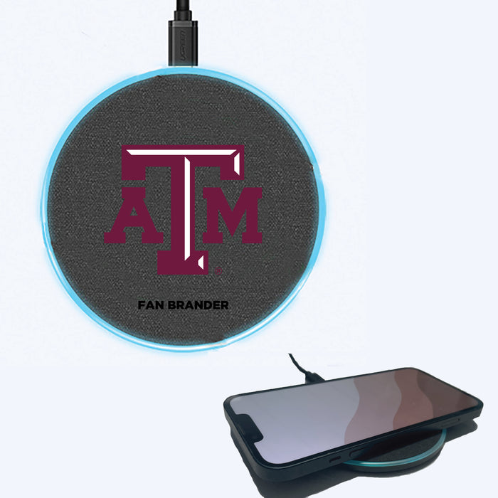 Fan Brander Grey 15W Wireless Charger with Texas A&M Aggies Primary Logo