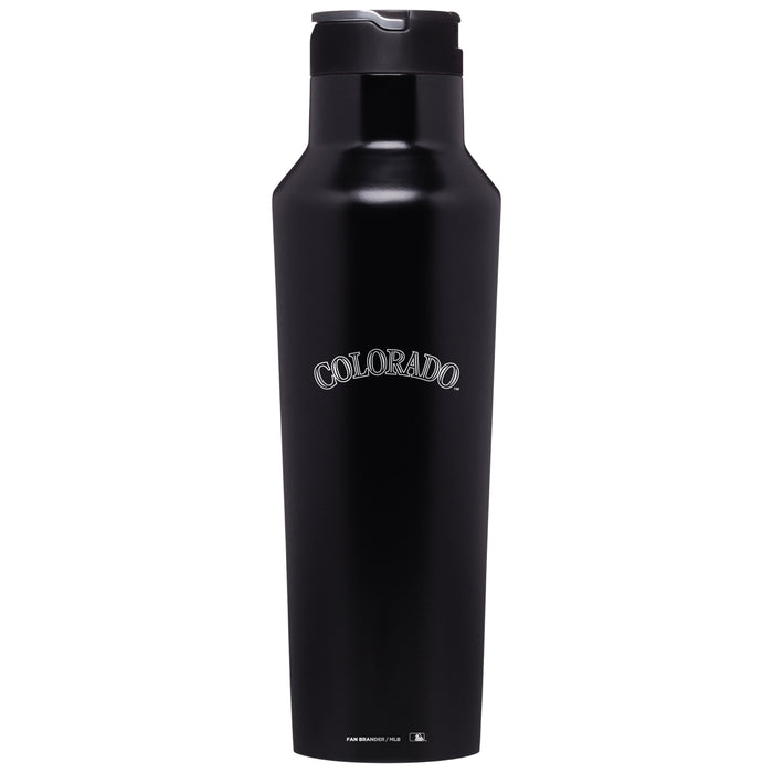 Corkcicle Insulated Canteen Water Bottle with Colorado Rockies Etched Wordmark Logo
