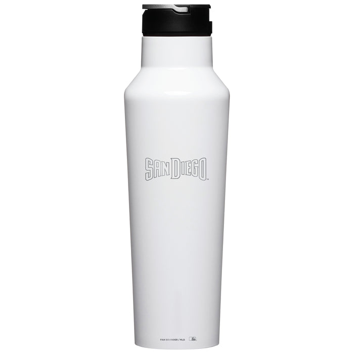 Corkcicle Insulated Canteen Water Bottle with San Diego Padres Etched Wordmark Logo