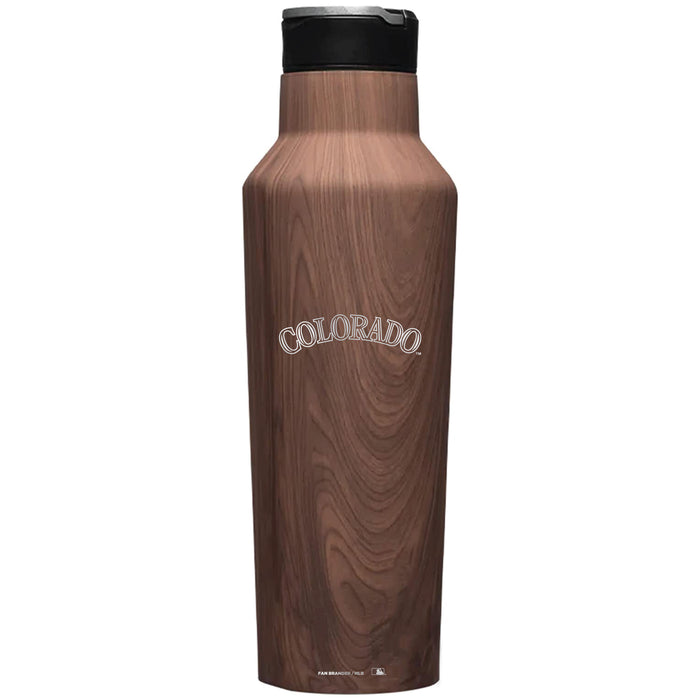 Corkcicle Insulated Canteen Water Bottle with Colorado Rockies Etched Wordmark Logo