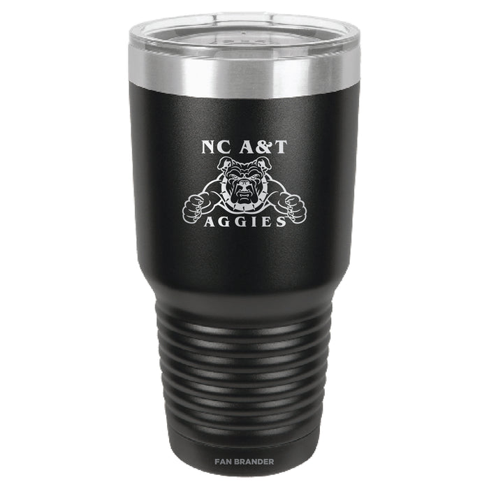 Fan Brander 30oz Stainless Steel Tumbler with North Carolina A&T Aggies Etched Primary Logo