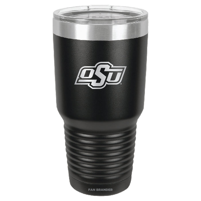 Fan Brander 30oz Stainless Steel Tumbler with Oklahoma State Cowboys Etched Primary Logo