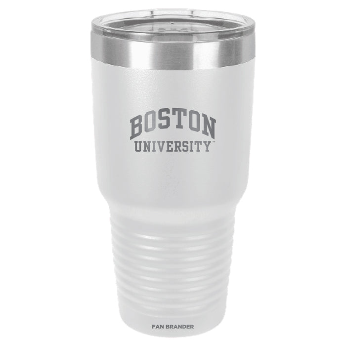 Fan Brander 30oz Stainless Steel Tumbler with Boston University Etched Primary Logo