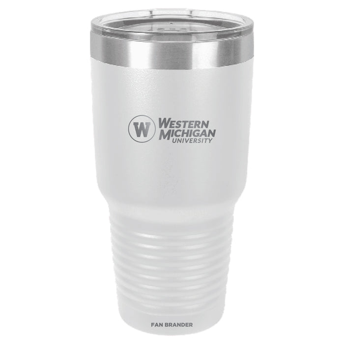 Fan Brander 30oz Stainless Steel Tumbler with Western Michigan Broncos Etched Primary Logo