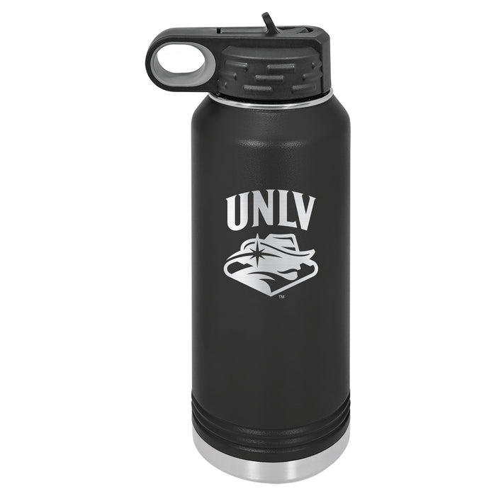 32oz Black Stainless Steel Water Bottle with UNLV Rebels Primary Logo