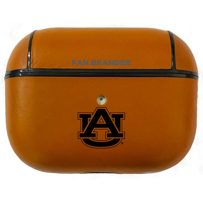 Fan Brander Tan Leatherette Apple AirPod Pro case with Auburn Tigers Black Primary Logo