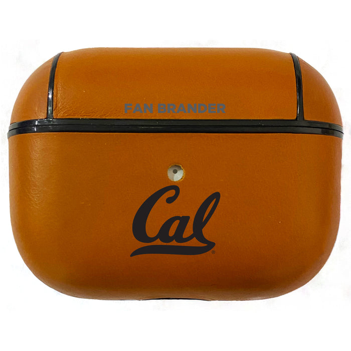 Fan Brander Tan Leatherette Apple AirPod Pro case with California Bears Black Primary Logo