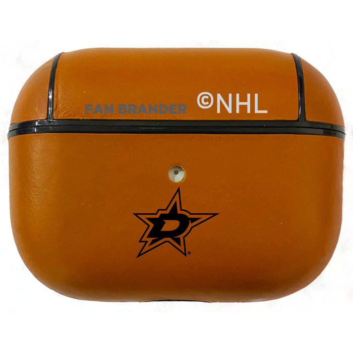 Fan Brander Tan Leatherette Apple AirPod Pro case with Dallas Stars Black Primary Logo